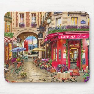 Beautiful Cafe on the Street in Paris Fine Art Mouse Pad