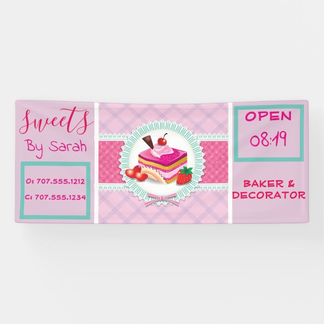 Beautiful Cake bakery Pink Banner (Horizontal)