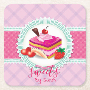 Beautiful Cake bakery Pink Coaster