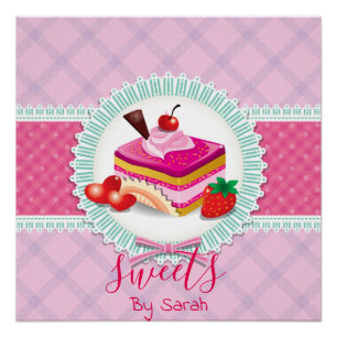 Beautiful Cake bakery Pink Poster