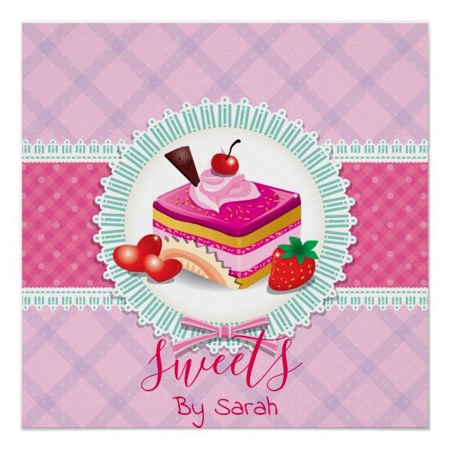 Beautiful Cake bakery Pink Poster (Front)