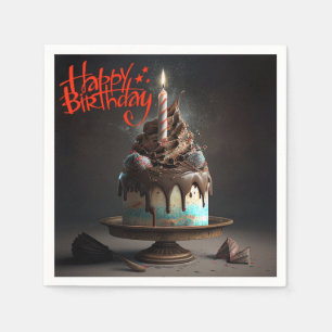 Beautiful Cake Happy Birthday Gifts Love Napkins