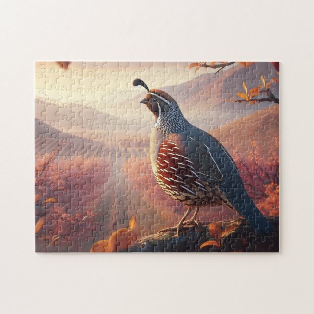 Beautiful California Quail Bird Wildlife Nature  Jigsaw Puzzle (Horizontal)