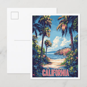 Beautiful California USA Illustration Travel Postcard