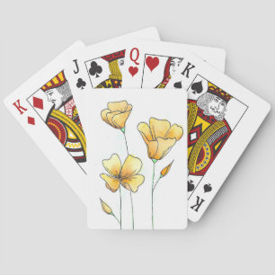Beautiful California Watercolor Poppies Poker Cards