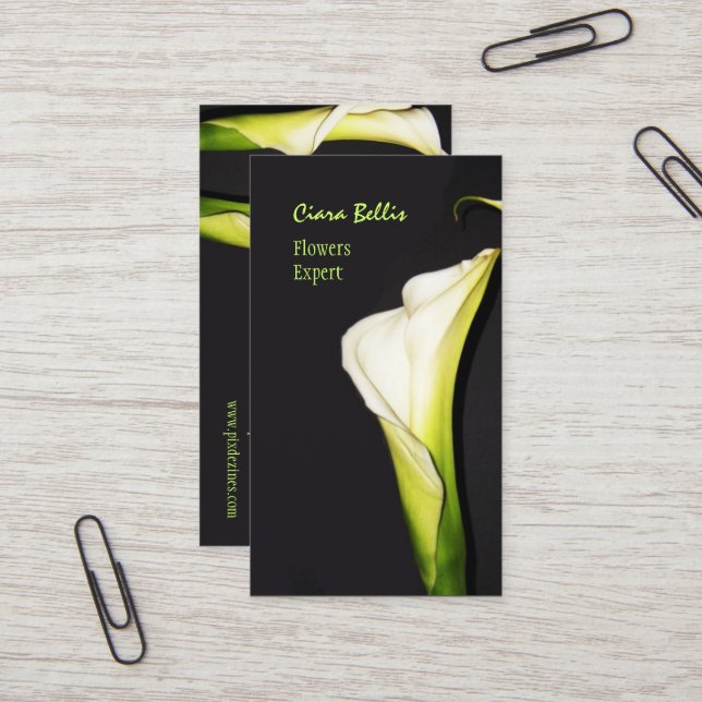 Beautiful calla lilies business cards (Front/Back In Situ)