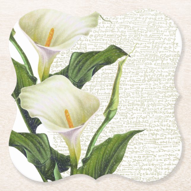 Beautiful Calla Lilies Paper Coaster (Front)