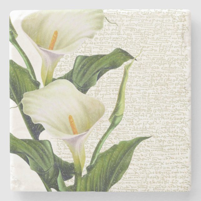 Beautiful Calla Lilies Stone Coaster (Front)