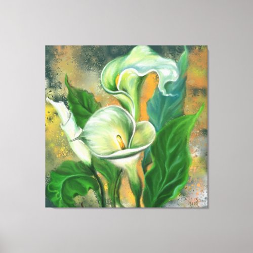 Beautiful Calla Lily Flower _ Art Drawing Migned Canvas Print