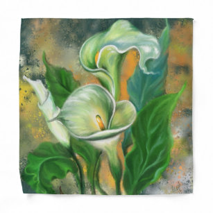 Beautiful Calla Lily Flower - Migned Art Drawing Bandana