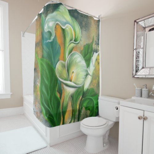 Beautiful Calla Lily Flower _ Migned Art Drawing _ Shower Curtain