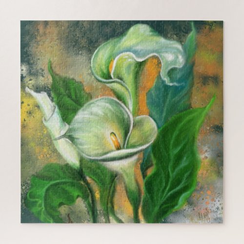 Beautiful Calla Lily Flower _ Migned Drawing Art Jigsaw Puzzle
