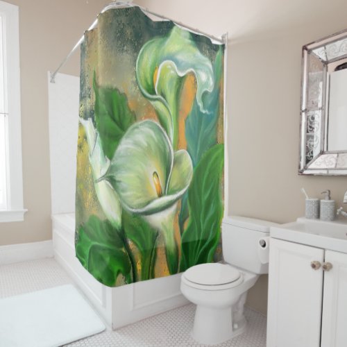 Beautiful Calla Lily Flower _ Migned Drawing Art _ Shower Curtain