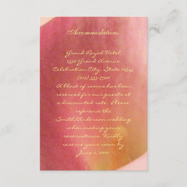 Beautiful Calla Lily Wedding Insert Card (Front)