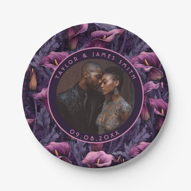 Beautiful Calle Lilies Plates For Wedding Party (Front)