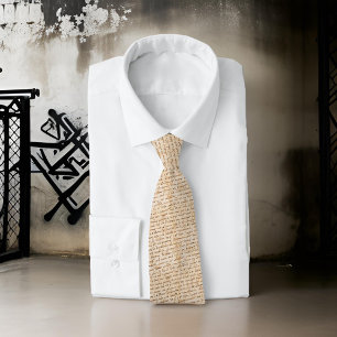 Beautiful Calligraphy Peach Black Handwriting  Neck Tie
