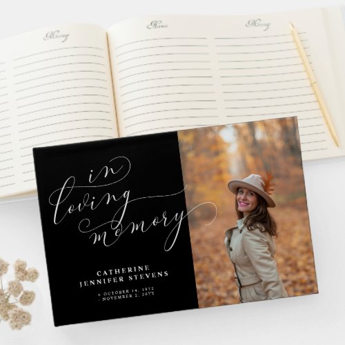 Beautiful Calligraphy Photo In Loving Memory Guest Book