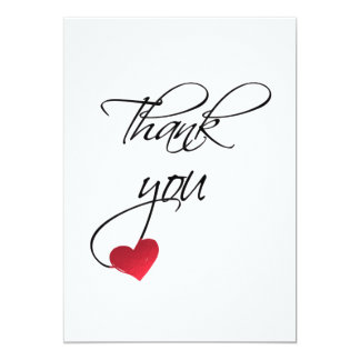 Beautiful Calligraphy Red Heart Wedding Thank You Card