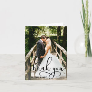 Beautiful Calligraphy Script Photo Wedding Note Letterpress Thank You Card