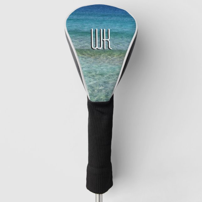 Beautiful Calm Caribbean Sea Monogrammed Golf Head Cover (Front)
