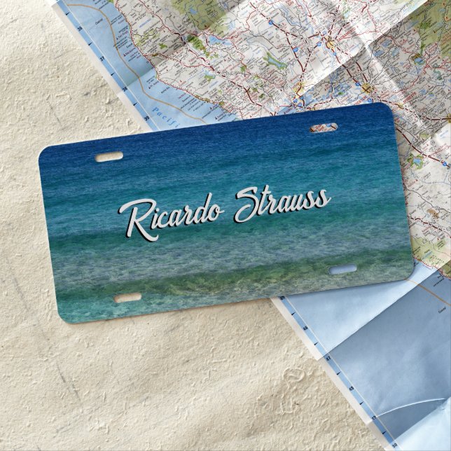 Beautiful Calm Caribbean Sea Personal License Plate (In Situ)