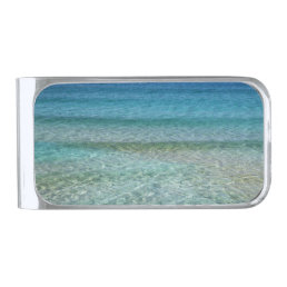 Beautiful Calm Caribbean Sea  Silver Finish Money Clip