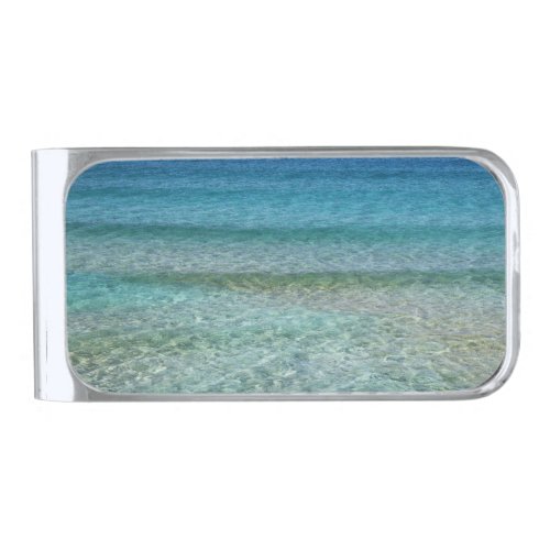 Beautiful Calm Caribbean Sea  Silver Finish Money Clip