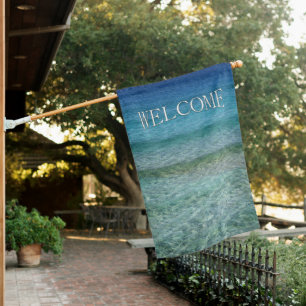 Beautiful Calm Caribbean Sea Welcome House Flag