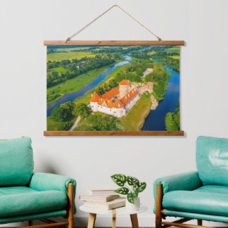 Beautiful Calming Landscape Ancient Castle Rivers Hanging Tapestry