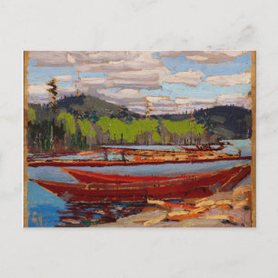 Beautiful Canadian Lake Scene Tom Thomson Bateaux Postcard