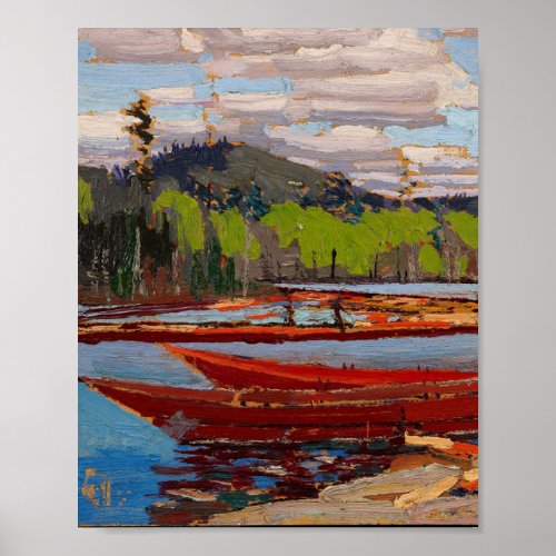 Beautiful Canadian Lake Scene Tom Thomson Bateaux Poster