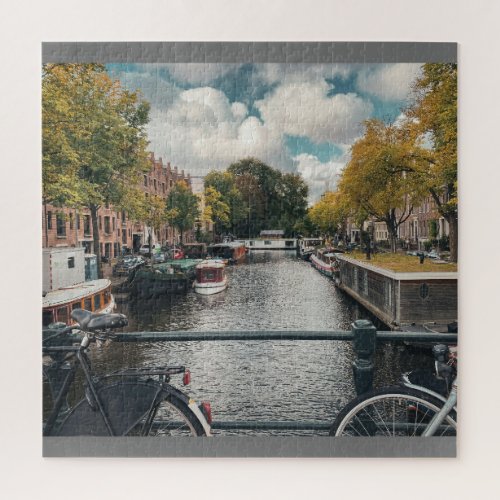 beautiful canal in cloudy sky jigsaw puzzle