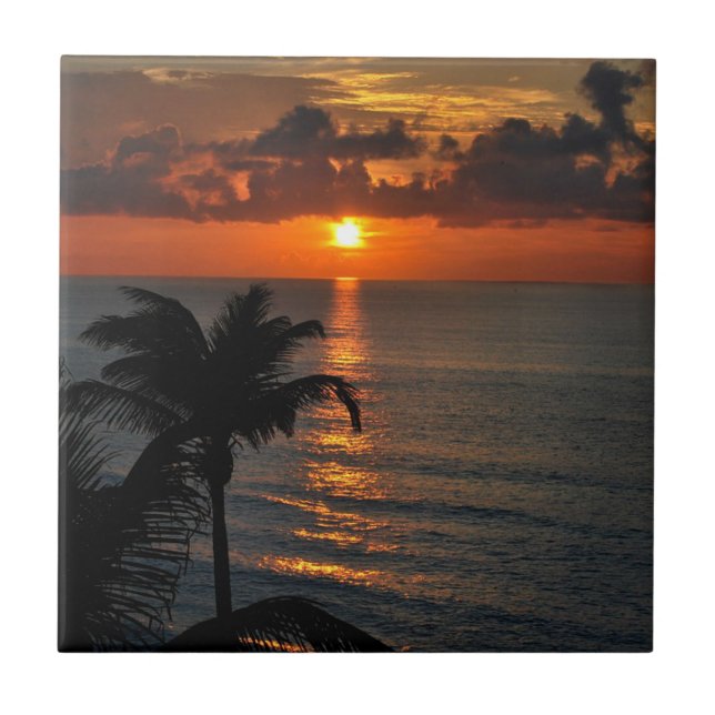 Beautiful Cancun Sunset Tile (Front)