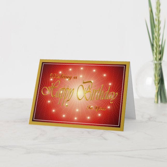 Beautiful candles in red and gold birthday card (Front)