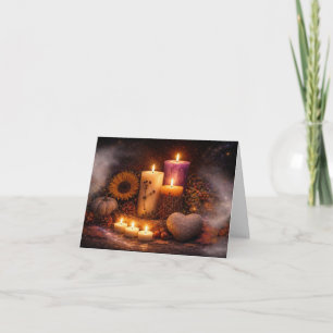Beautiful Candles Mystical Heart Rock Blank Card