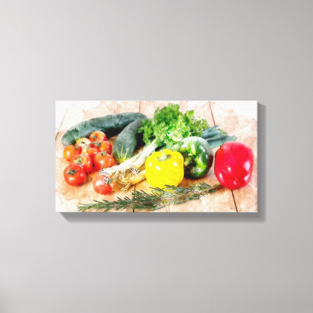 Beautiful Canvas Watercolor Vegetables Print (Front)