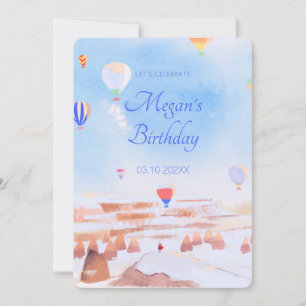 Beautiful Cappadocia hot air balloon birthday Invitation