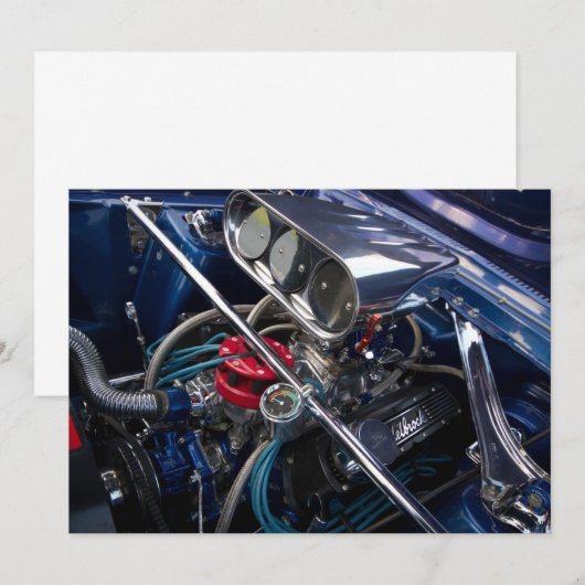 Beautiful Car Engine Invitation (Front/Back)