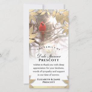 Beautiful Cardinal 4x8 Sympathy Thank You Card