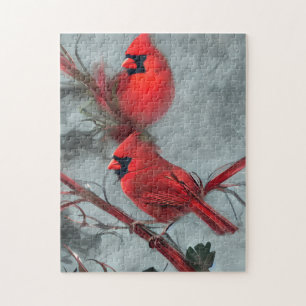 Beautiful Cardinal Birds Jigsaw Puzzle