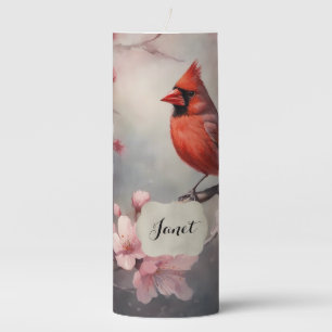 Beautiful Cardinal Pillar Candle