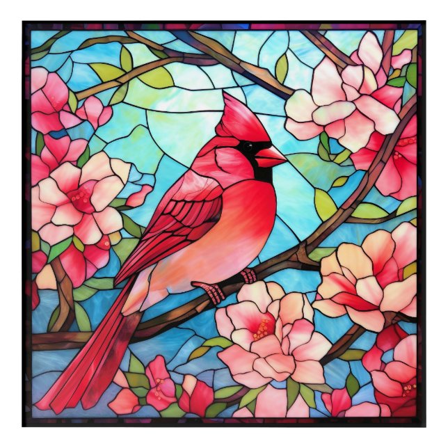 Beautiful Cardinal Stained Glass Image  Acrylic Print (Front)