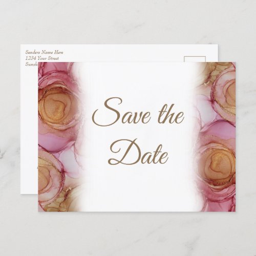 Beautiful Carmine Floral Wedding Save the Date Announcement Postcard