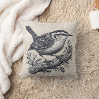 Beautiful Carolina Wren Throw Pillow