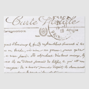 Beautiful Carte Postale French Script Tissue Paper