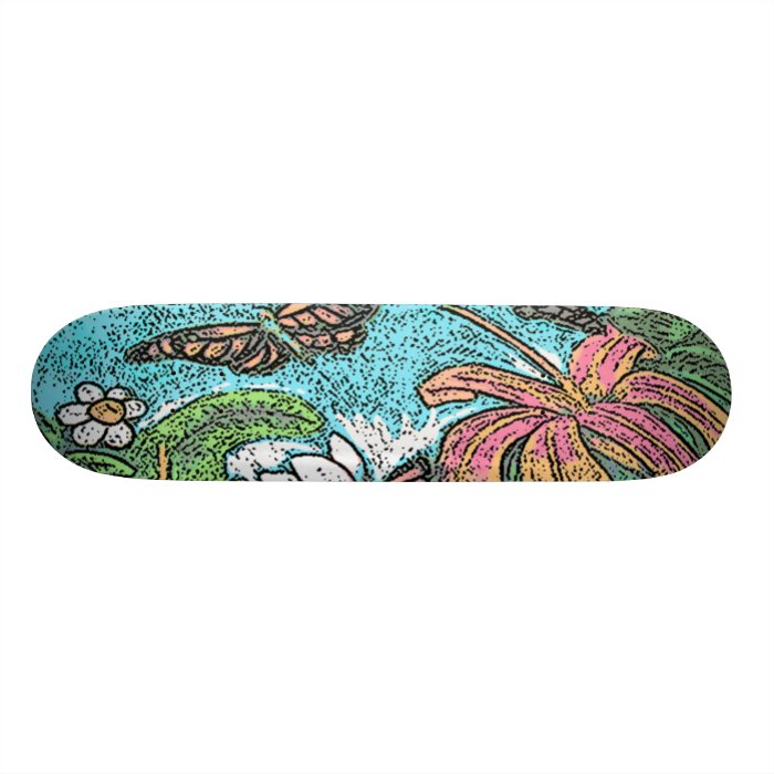 Beautiful Cartoon Flowers Skate Deck