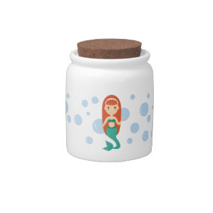 Beautiful cartoon mermaid girls candy jar