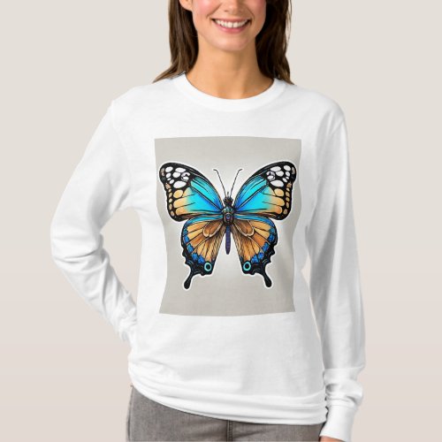 Beautiful cartoon style butterfly T_Shirt design 