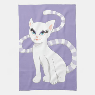Beautiful Cartoon White Cat Towel