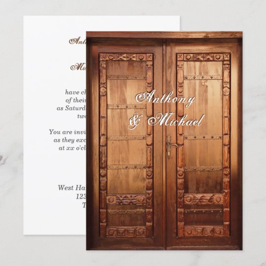 Beautiful Carved Wooden Door Wedding Invitation | Zazzle.com